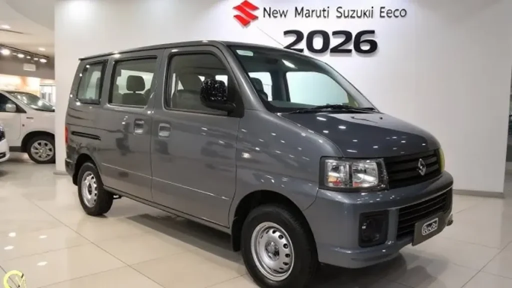 Gray Maruti Suzuki Eeco in showroom